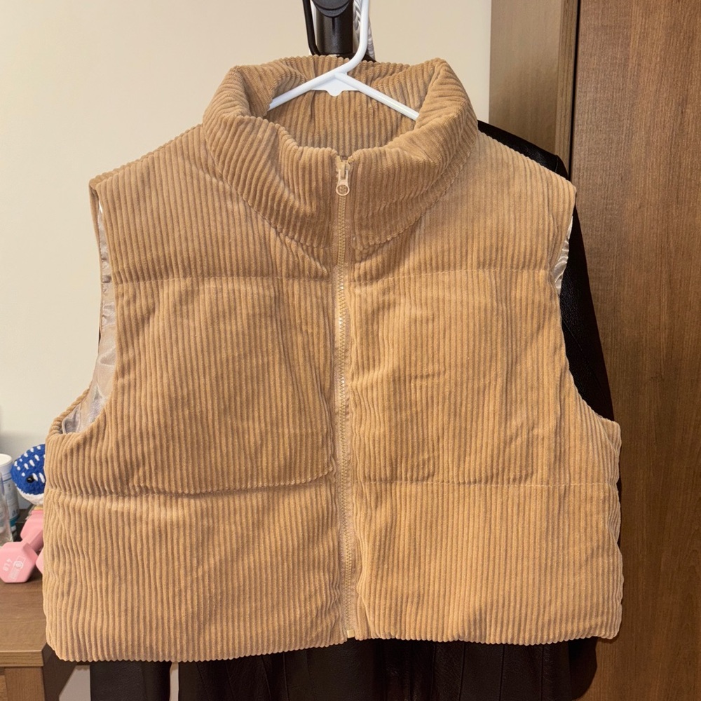 Tan Corduroy Puffer Vest